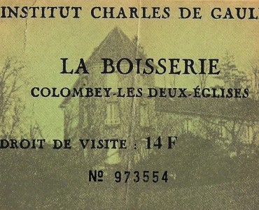 Billet d'entrée Institut Charles de Gaulle