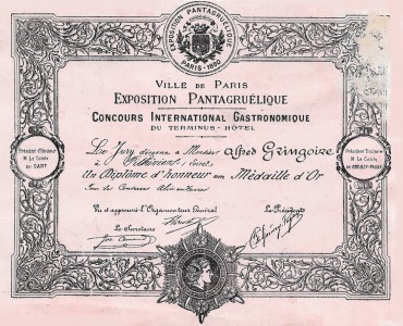 Reproduction Diplôme Alfred Gringoire