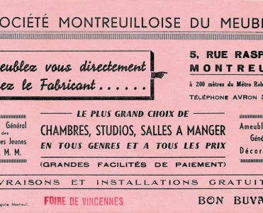 Buvard Montreuilloise du Meuble