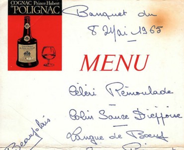 Menu Cognac Prince Hubert de Polignac