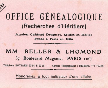 Buvard Office Généalogique Beller et Lhomond