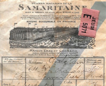 Petite facture illustrée Samaritaine