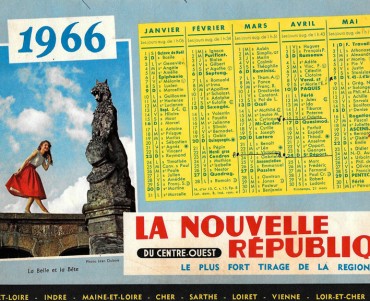 Calendrier 1966 La Nouvelle République
