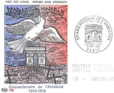 Enveloppe Philatélique Cinquantenaire de l'Armistice