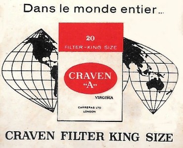 Pochette d'allumettes Craven A