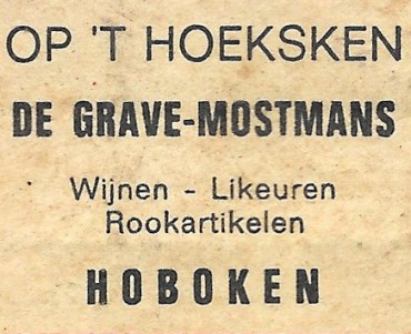 Boite d'allumettes Op't Hoeksken De Grave-Mostmans 