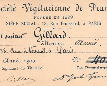 Carte d'adhérent à la Société Végétarienne de France