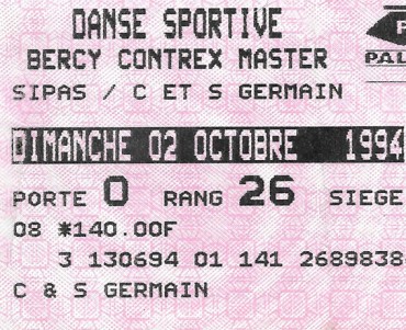 Billets d'entrée Danse Sportive 