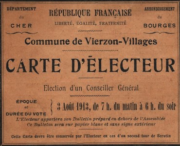Carte d'électeur 1913