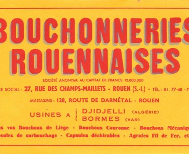 Buvard Bouchonneries Rouennaise