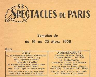 Programmes Spectacles de Paris 1958 (01)