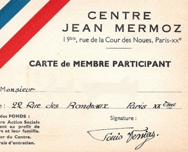 Carte d'adhérent au Centre Jean Mermoz (02)